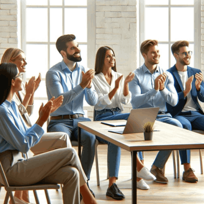 Diverse group of employees enjoying a team-building outing